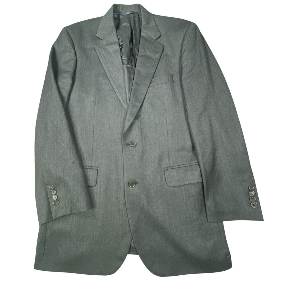 Brooks Brothers Blazer Mens 40L Gray Madison Herringbone Wool Union Made USA